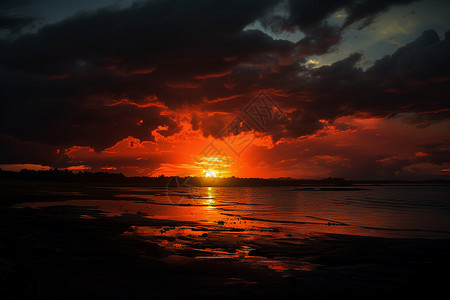夕阳下的海面背景图片