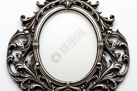 银质镜框装饰的镜子高清图片