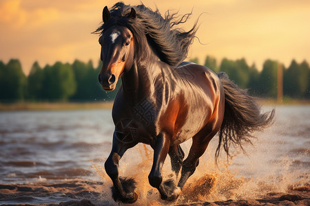 驰骋的马奔放自然的马儿背景