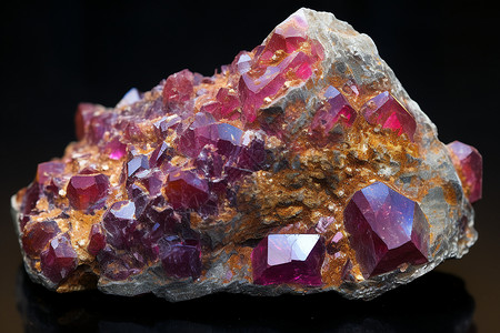七色晶簇的岩石宝石背景图片