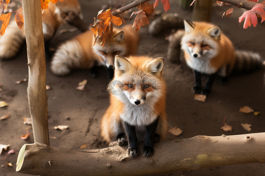 动物园中的可爱狐狸图片