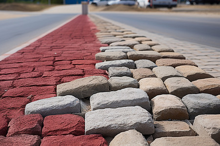 岩石堆砌的街道路面背景图片