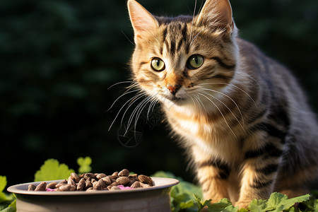 小猫吃猫粮背景图片