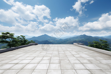 云端的砖石平台背景图片