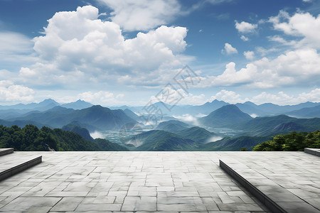 山顶的砖石平台高清图片