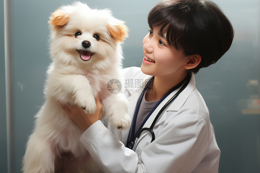 宠物医生和可爱小狗图片