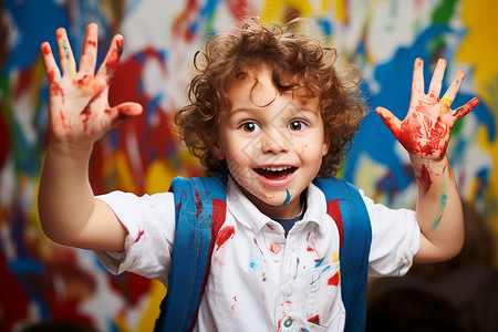 外国绘画素材幼儿园艺术创作的小男孩背景