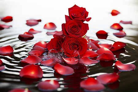 漂浮着的玫瑰花瓣背景图片
