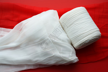 网状线白色纱布卷背景
