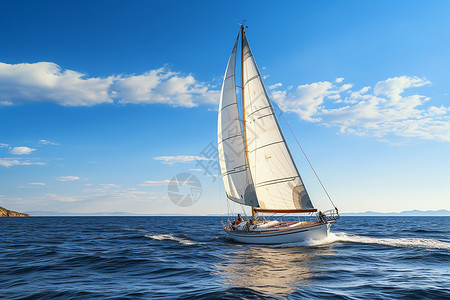 帆船简笔画海面上的帆船背景