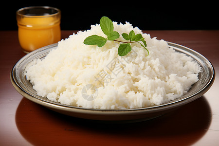 盘子里的白米饭背景图片