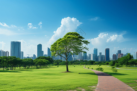 城市公园里的草地背景图片