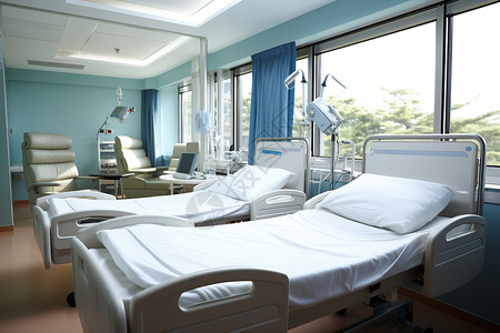 空床医院里面整洁的病床背景