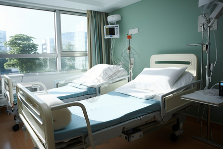 空床病房里面空旷的床背景