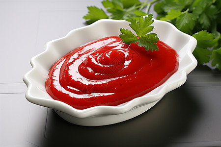 番茄酱与香菜的结合背景图片