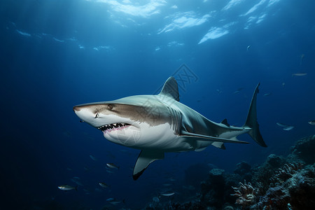 鲨鱼攻击深海里的鲨鱼背景