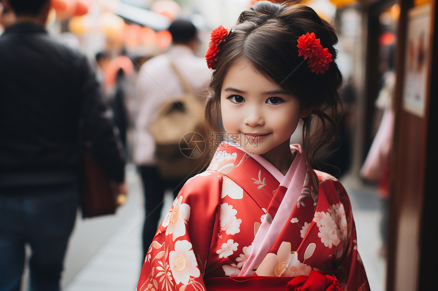 红花少女图片