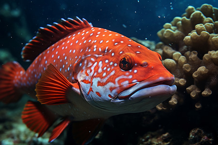 生命源于海洋红色珊瑚鱼背景