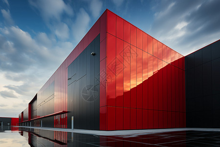 工厂墙壁红色建筑背景