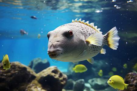 扁鲀鱼水族馆中的鱼儿背景