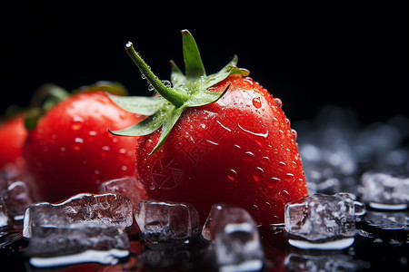 冰上草莓背景图片