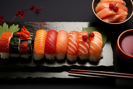 美味的寿司盛宴背景图片
