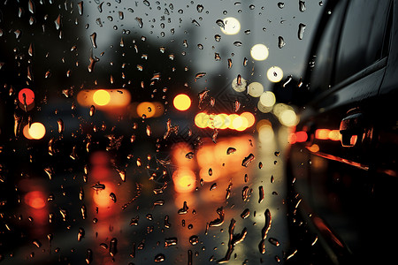 雨天汽车车窗的模糊背景背景图片