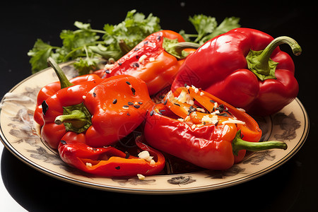 有机蔬菜的辣椒背景图片