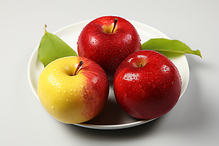 新鲜采摘的苹果水果背景图片
