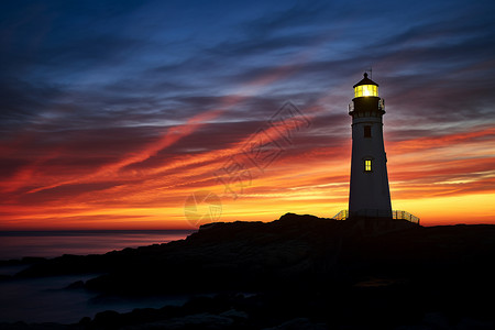 海边红色灯塔背景图片
