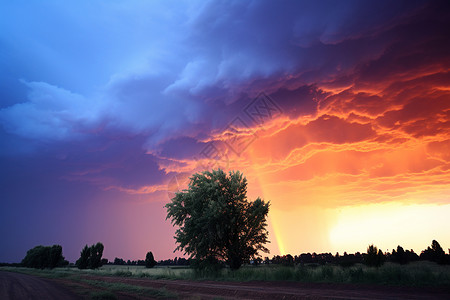 暴风雨前的夕阳背景