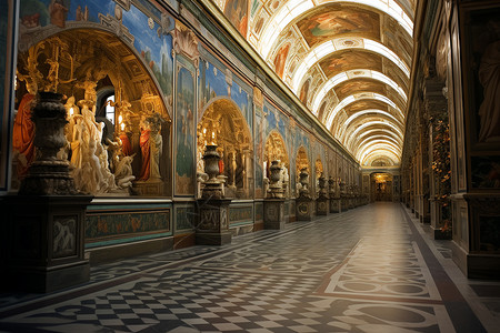意大利博物馆墙上的壁画'背景