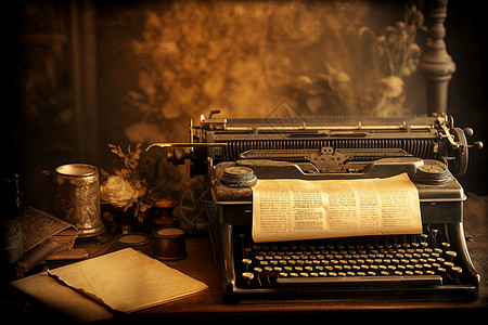 复古打字机背景图片