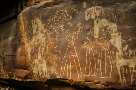 土著文化岩石壁画背景