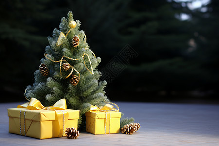 圣诞树和礼物背景图片