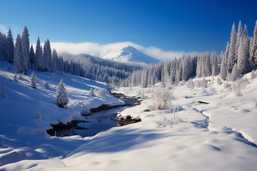 户外白雪覆盖的山峰图片