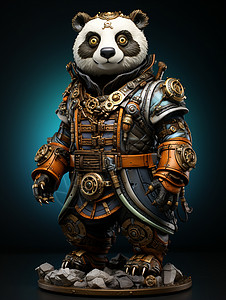 机械的熊猫武士背景图片