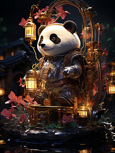 可爱的铠甲熊猫背景图片