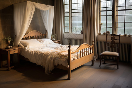 传统卧室床背景图片