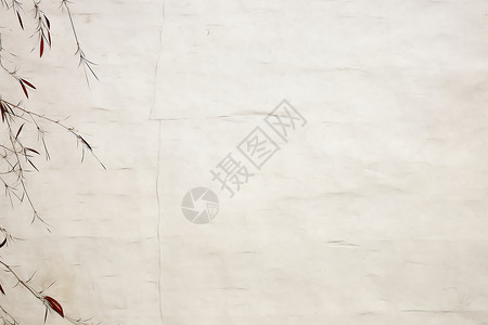 复古的纸素材纸上绘出的竹叶插画