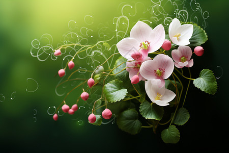 粉色的花朵开花的果实高清图片
