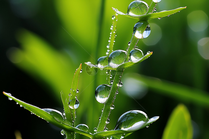 植物叶片上的水滴图片
