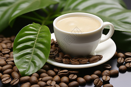 咖啡豆叶子黑色咖啡豆背景