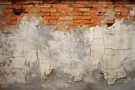 年久失修的红砖墙壁背景图片
