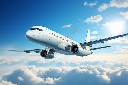 空中航行的商务飞机背景图片