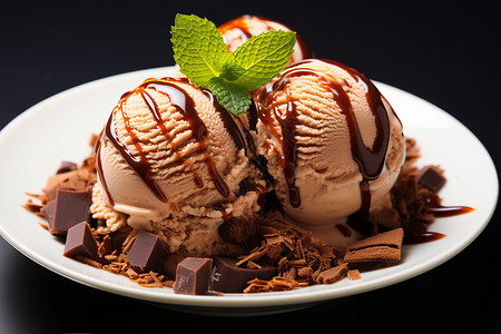 甜蜜的巧克力薄荷冰激凌背景图片