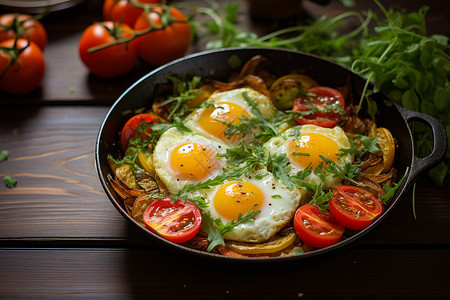 营养蔬菜和鸡蛋背景图片