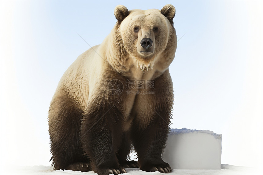 蓝天下的棕熊图片