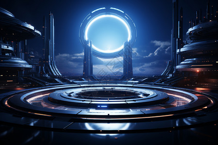 未来游戏科技世界圆形舞台设计图片