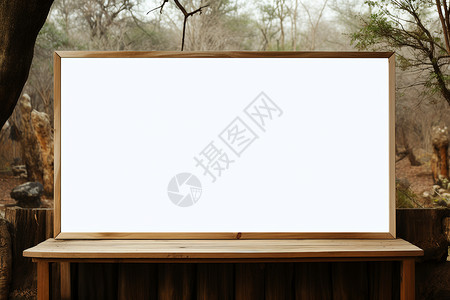 长椅上的白板背景图片